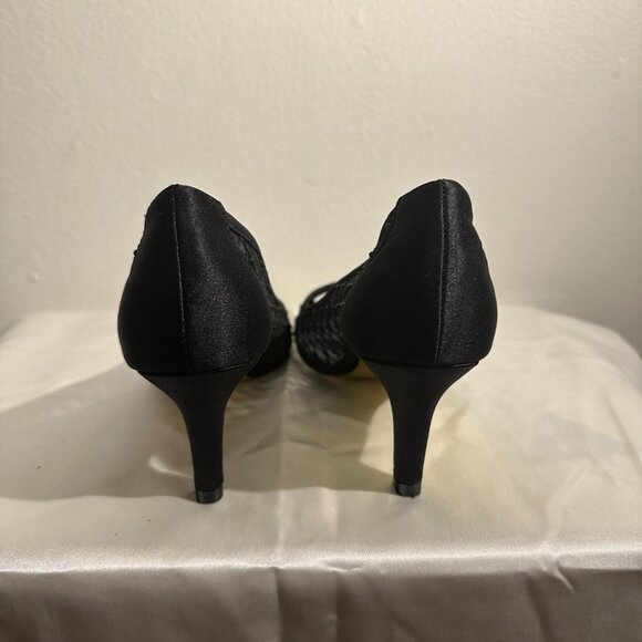 Adrianna Papell Black Mesh Peep-Toe Heels – Size 7 1/2 - Picture 2 of 6